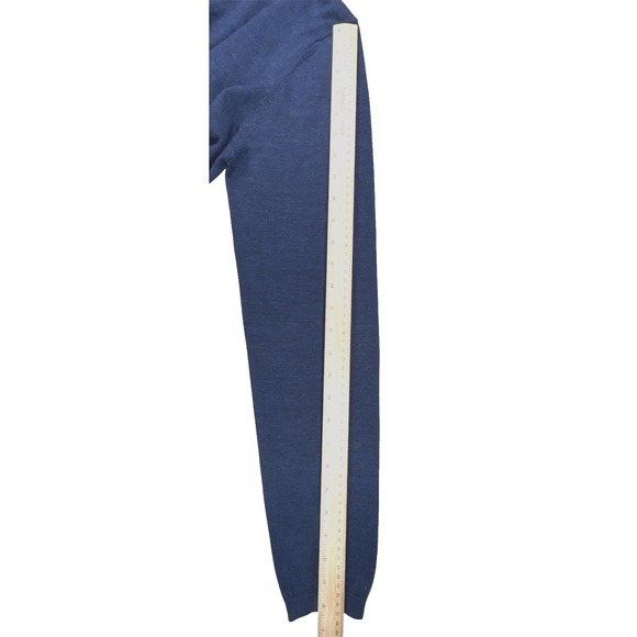 H&M Mens XL 100% Merino Wool Crew Neck Heather Navy Blue Lightweight Pullover - Picture 3 of 7